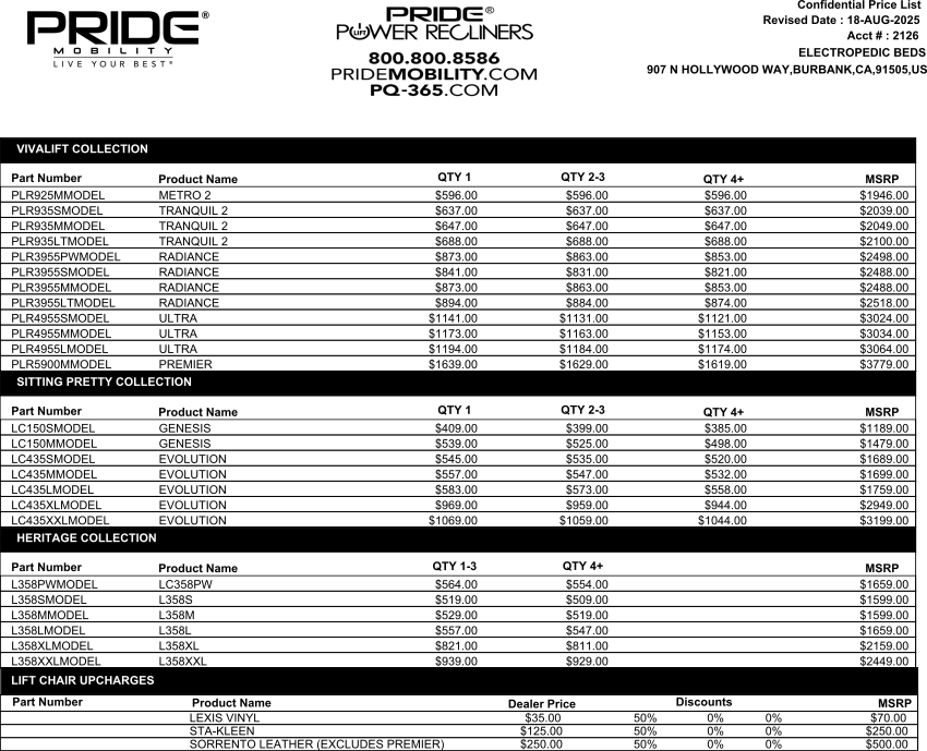 Golden lift chair upgrade and mobility accessory pricing