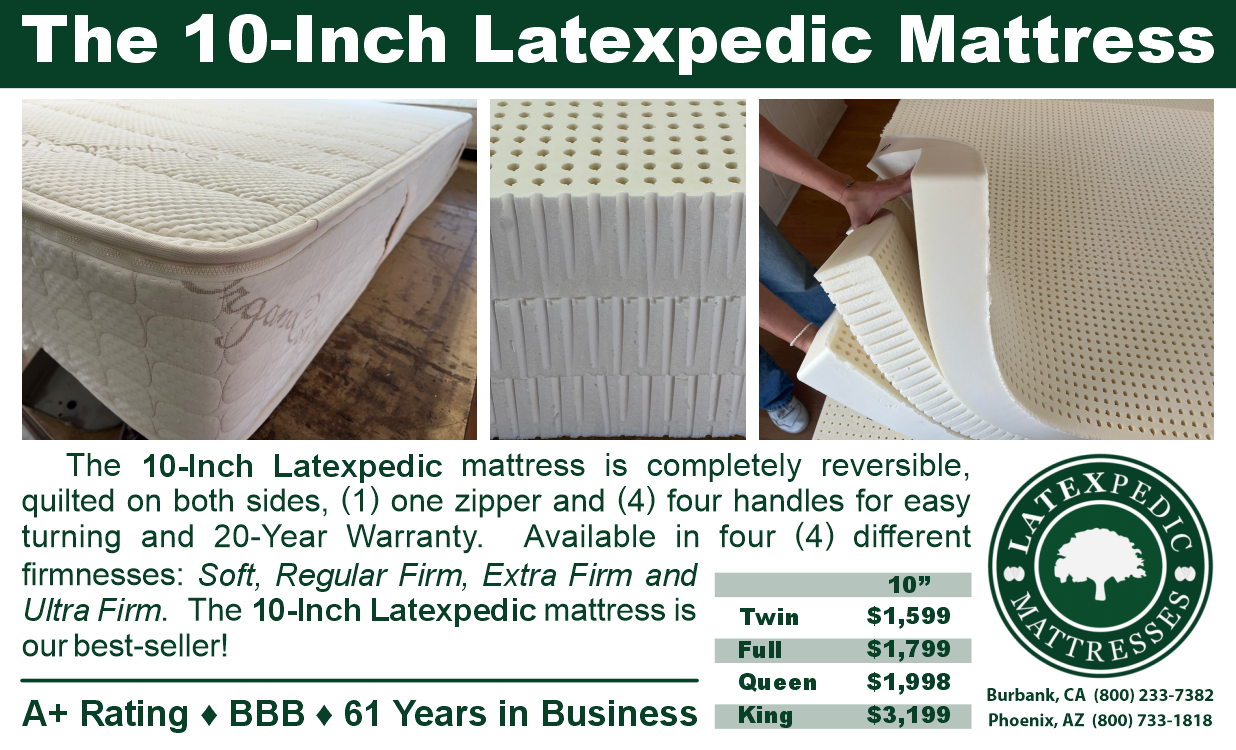 Electropedic's ten (10) inch Talalay latex mattress
